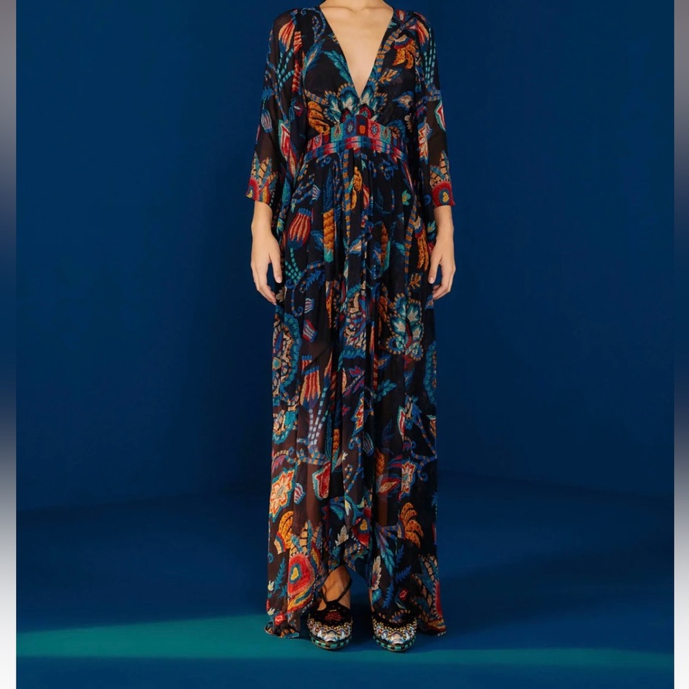 Farm Rio - Black Sunset Kaftan Tapestry Dress